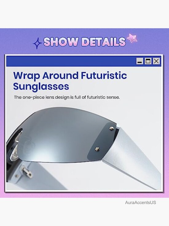 Y2K Wrap Around Futuristic Square Fashion Sport Shades Large UV400